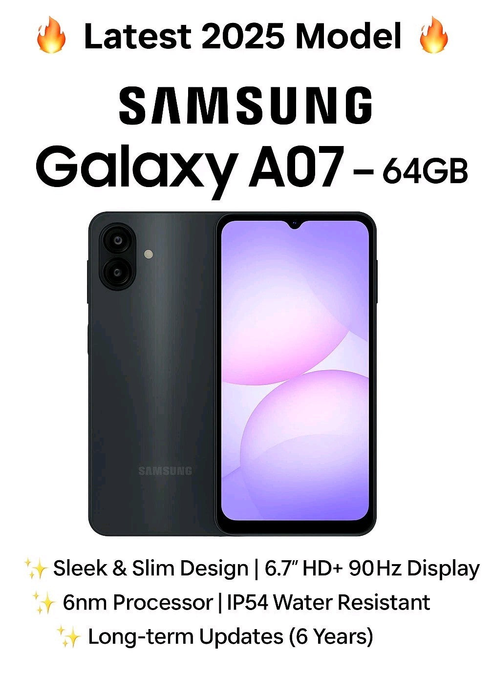 Samsung Galaxy A07 64GB 4G  Dual-Sim Unlocked New Model 2025