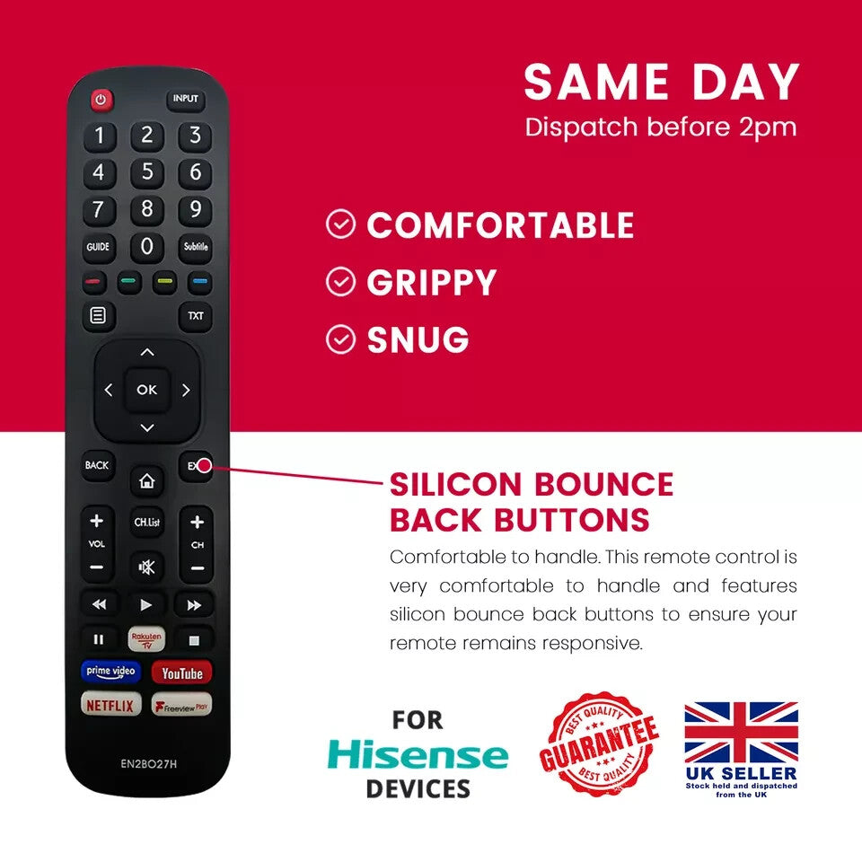NEW Hisense TV Remote EN2BC27 Replacement for Hisense LED TV with NETFLIX YouTub
