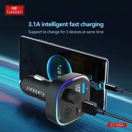 Bluetooth 5.0 Wireless FM Transmitter Radio MP3 Player USB-C Car Charger Adapter