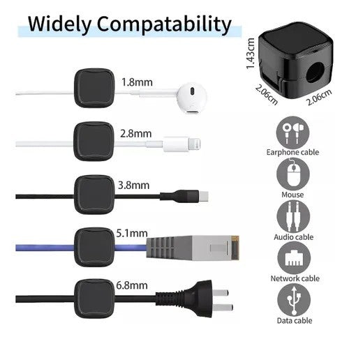 6Pcs Cable Holder Magnetic Cable Wire Clip Tidy Cord Lead Organizer USB Charger