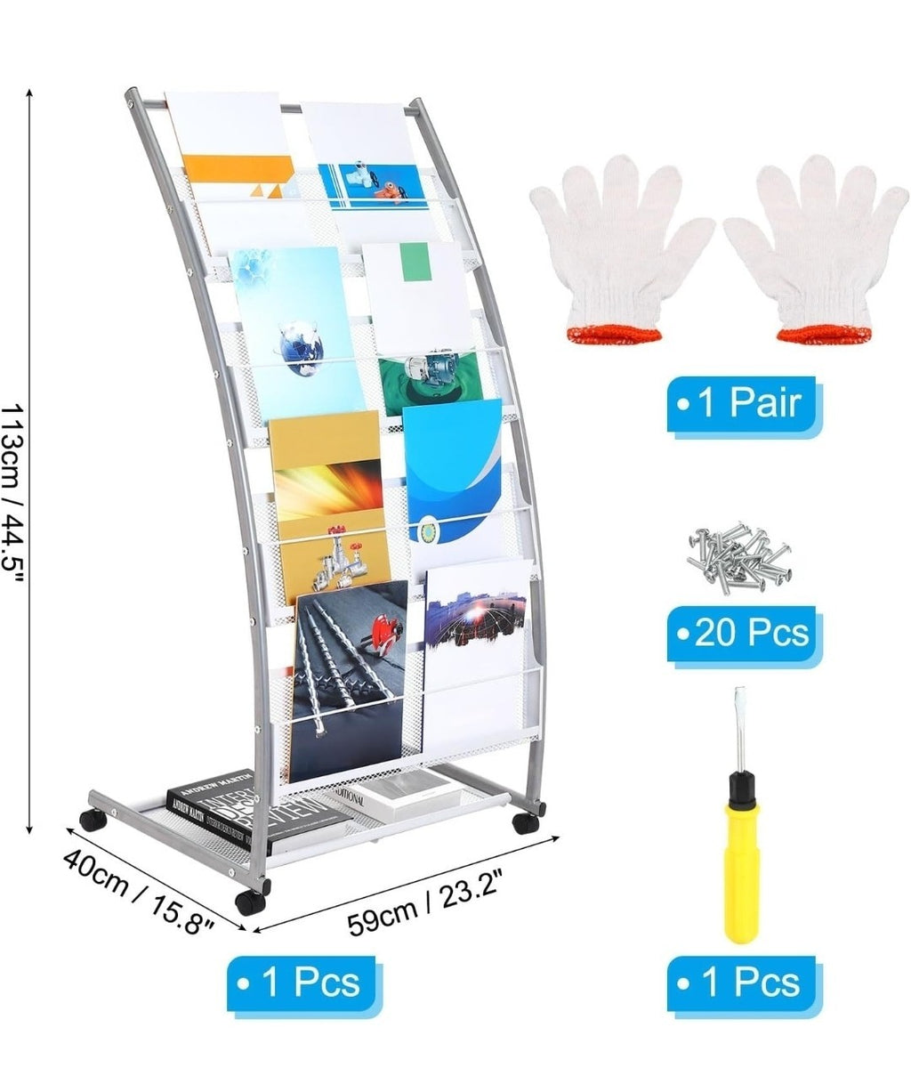L-shaped Magazine Display Racks Floor Standing 4 Layers Brochure Stand