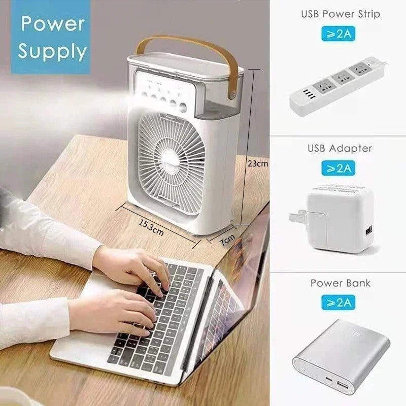 Portable Mini Air Cooler Mist Fan Humidifier – 3-in-1 Cooling Power for Any Room