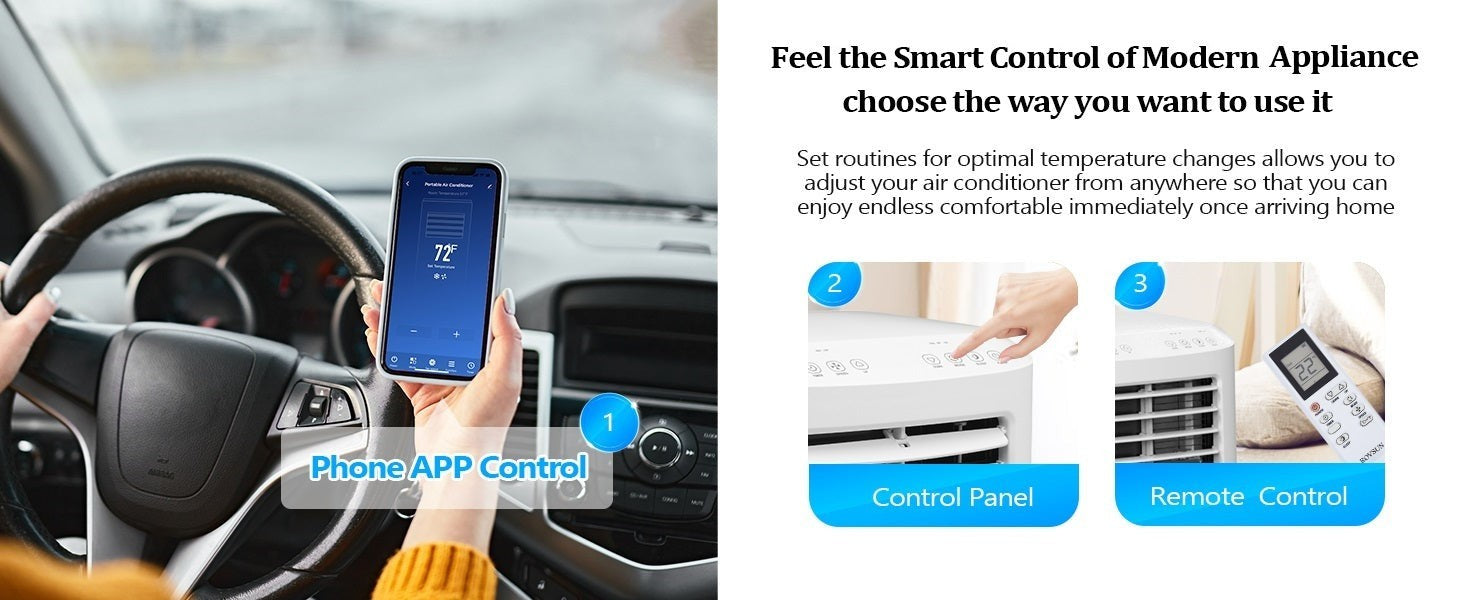 3 in 1 Portable Air Conditioner, Fan, Dehumidifie,ROVSUN 8,000 BTU 115V WiFi/APP