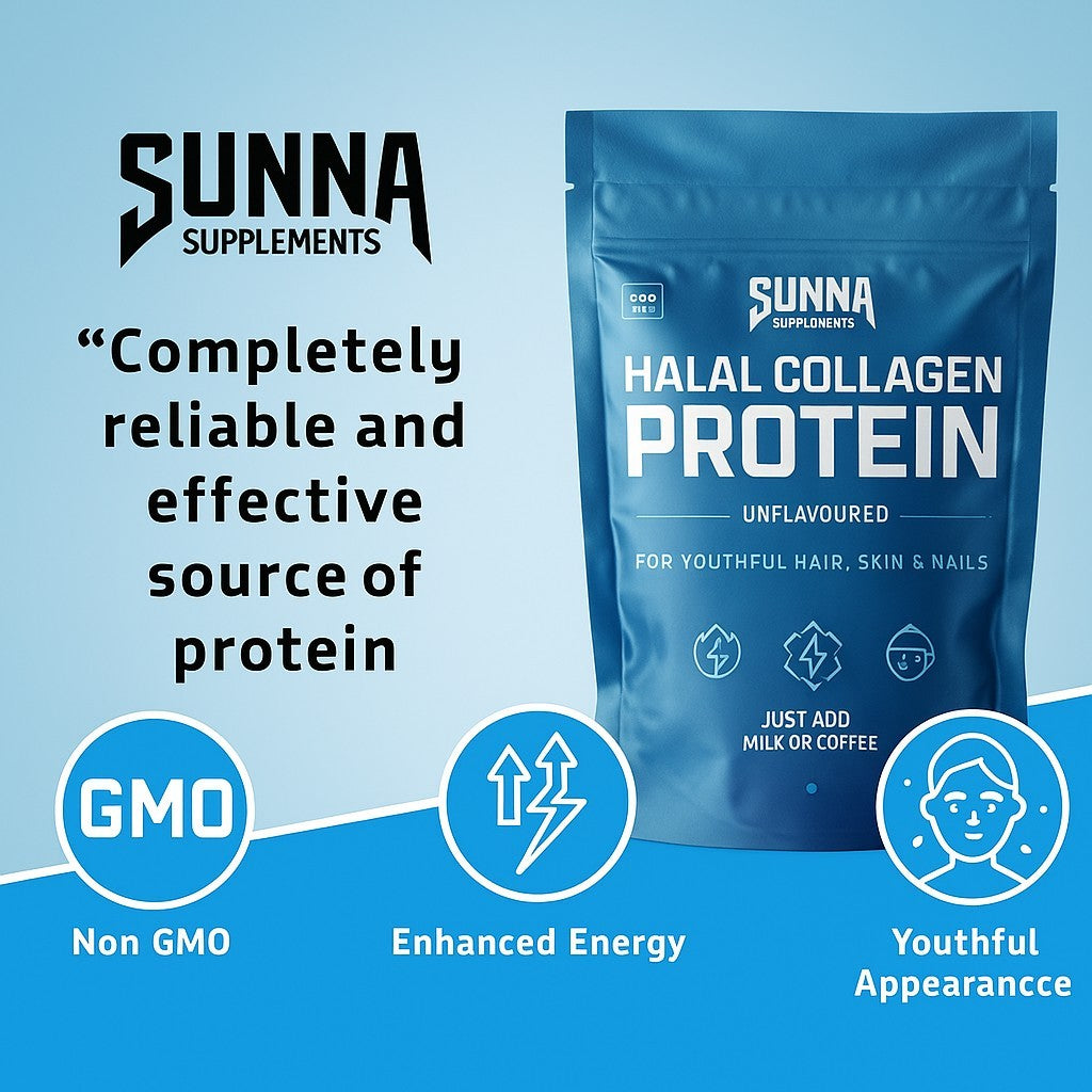 Sunna Supplements Halal Bovine Collagen Protein Powder for Hair, Skin, Nails