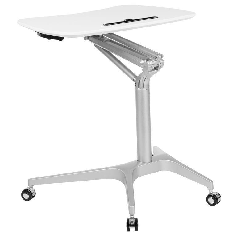 Sit-Stand Adjustable Computer Desk 28" White | Ergonomic Workstation Table