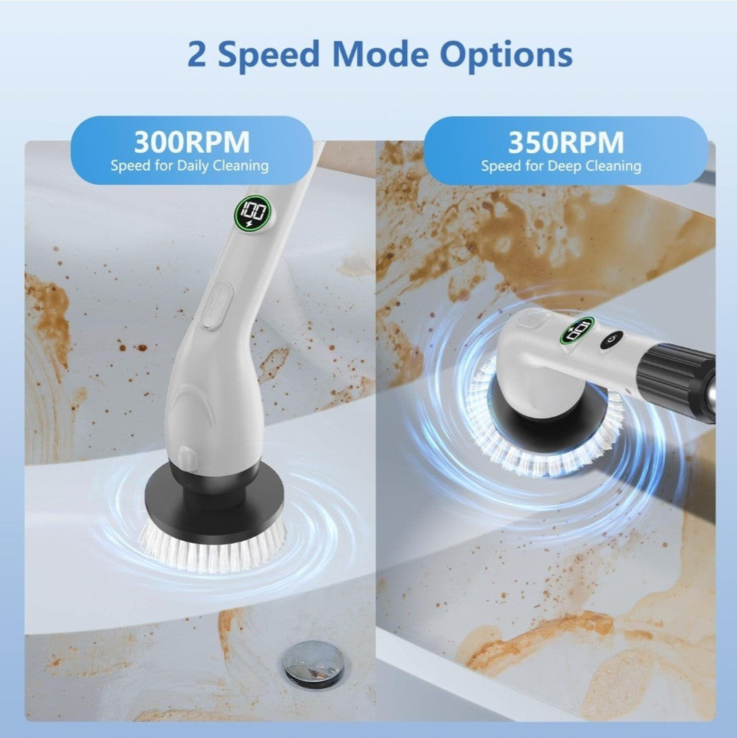 Electric Spin Scrubber, Cleaning Brush with 8 Brush Heads, A12 30W