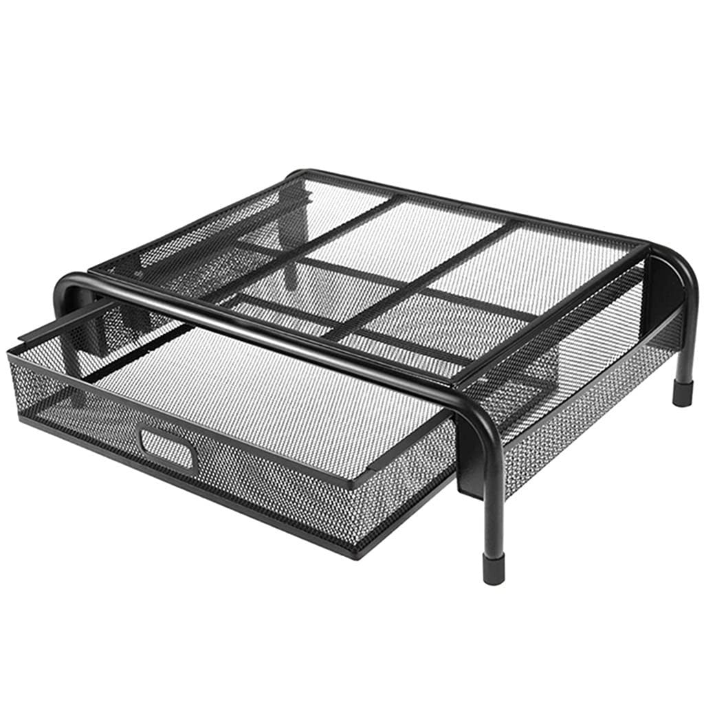 Mesh Metal Monitor Stand, Laptop, Printer with Drawer & Pen Holders |Vertical