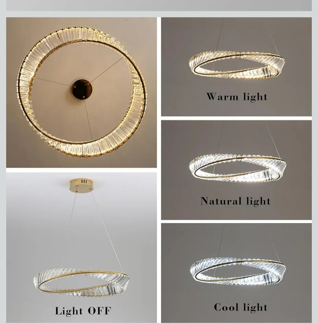 Crystal Chandelier LED Ceiling Light Pendant Light Living Room Changeable Lamp