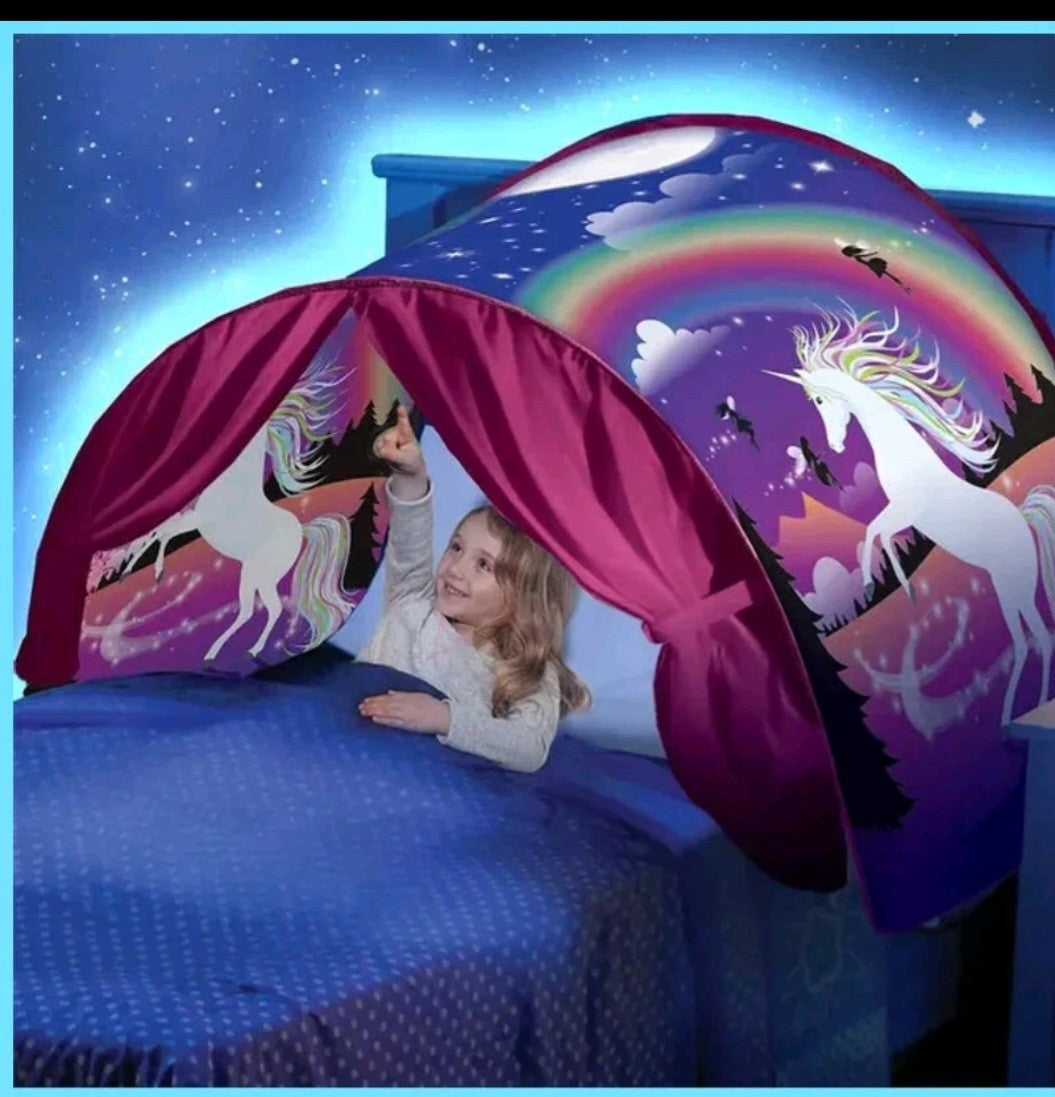 Dream Kids Bed Tent – Foldable Pop-Up Canopy | Cozy Sleep Dome UNICORN FANTASY