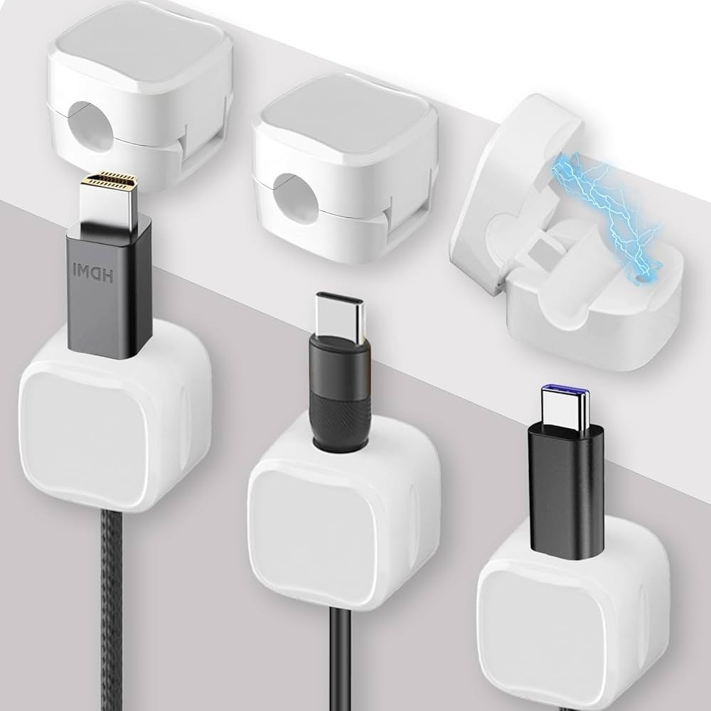 6Pcs Cable Holder Magnetic Cable Wire Clip Tidy Cord Lead Organizer USB Charger