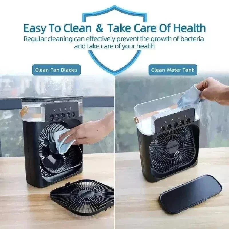 Portable Mini Air Cooler Mist Fan Humidifier – 3-in-1 Cooling Power for Any Room