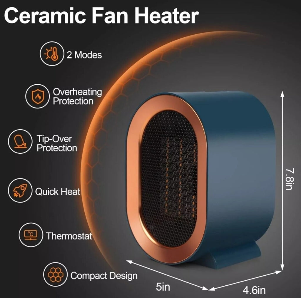 1200W Mini Electric Ceramic Space Heater Portable Heater Warm Fan Home Office Uk