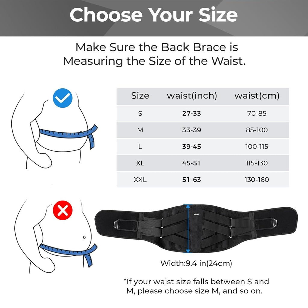 YAHA Lower Back Brace Support Belt, Pain Relief, Heavy Lifting-Adjustable-Unisex