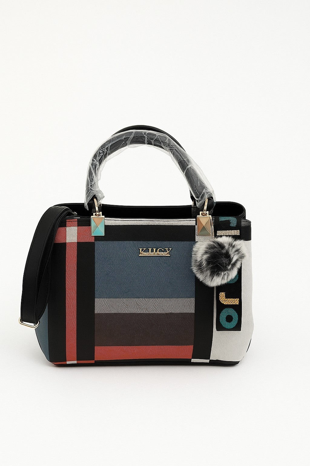 Shoulder Bag with Hairball for Women Versatile Bag Leather Crossbody Bag Tote