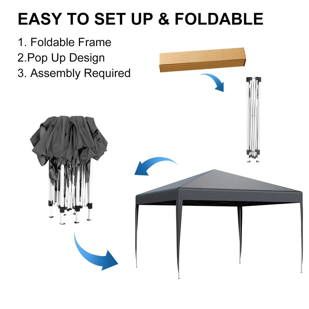 3mX3m Pop-up Gazebo Outdoor Garden Canopy Party Tent Adjustable -Grey
