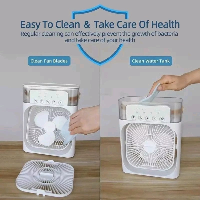 Portable Mini Air Cooler Mist Fan Humidifier – 3-in-1 Cooling Power for Any Room