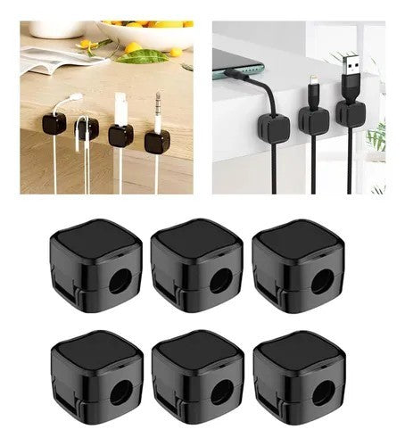 6Pcs Cable Holder Magnetic Cable Wire Clip Tidy Cord Lead Organizer USB Charger