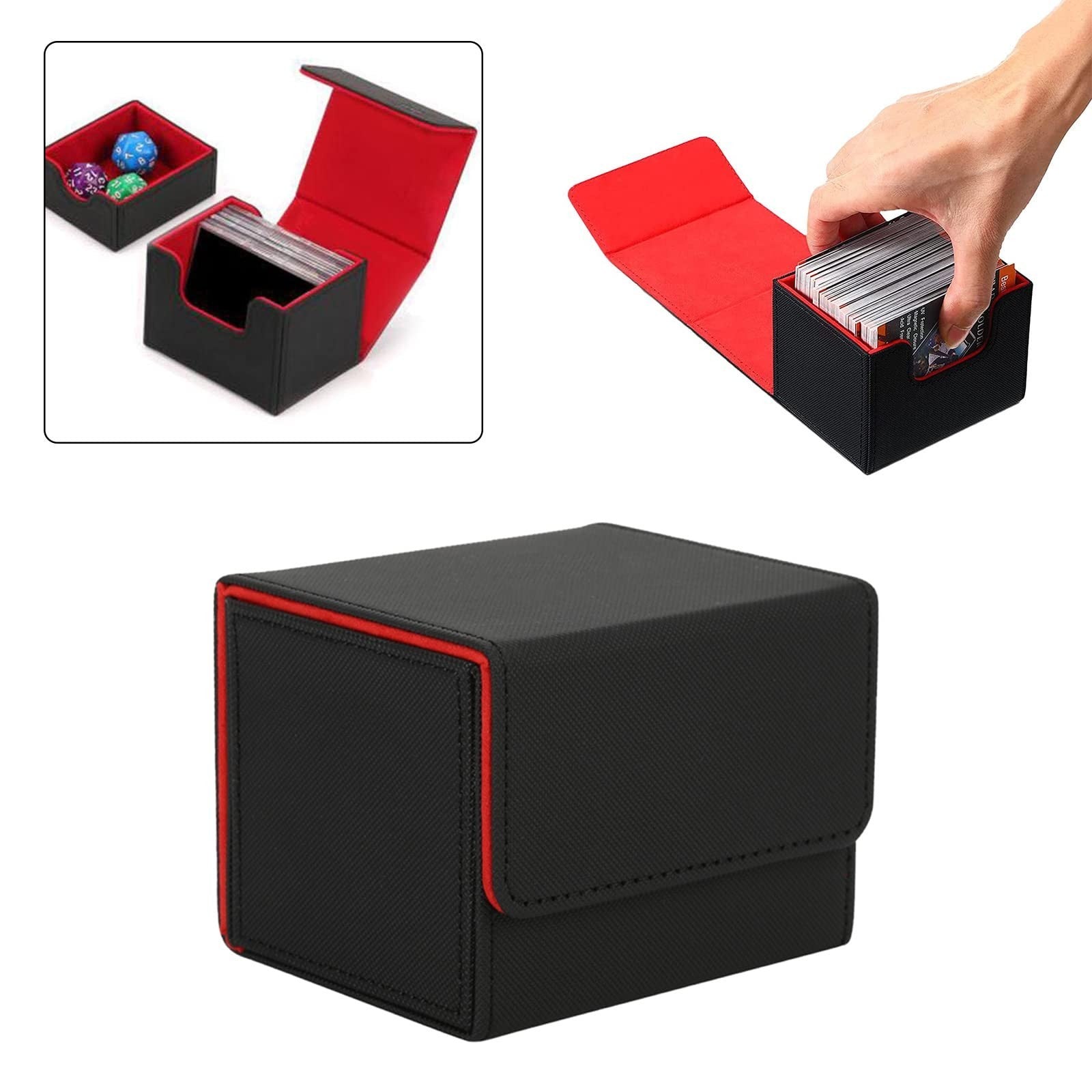 Premium Deck Boxes Card Holder - Strong Magnetic Clips - Single Black 