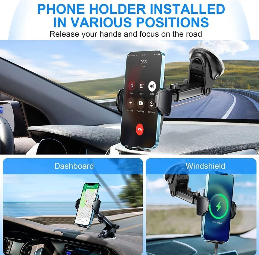 Wireless Car Charger Mount 10W  Automatic Clamping Phone Holder  2-in-1