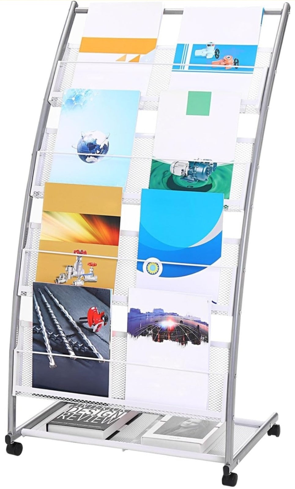 L-shaped Magazine Display Racks Floor Standing 4 Layers Brochure Stand