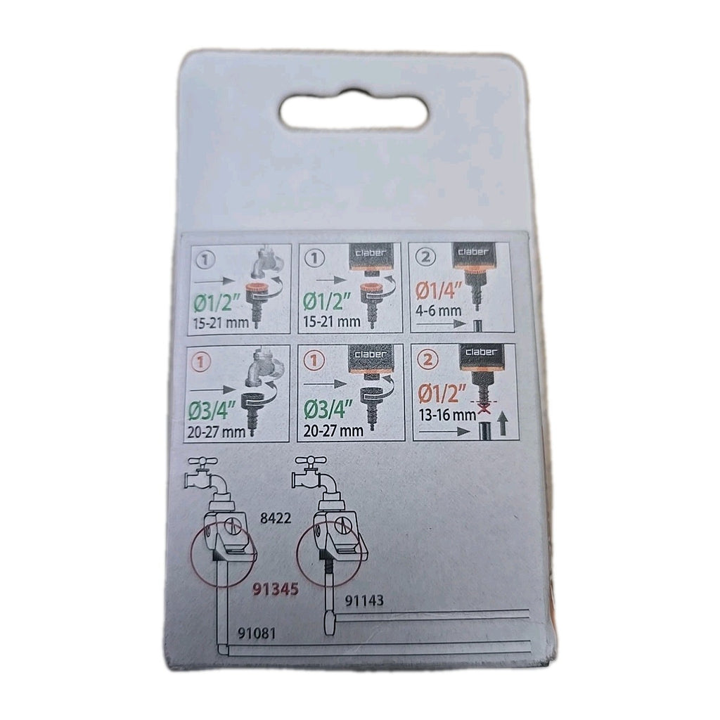 2x Claber Threaded Hose Pipe Tap Connector Claber Rainjet 1/2-1/4" Threaded A