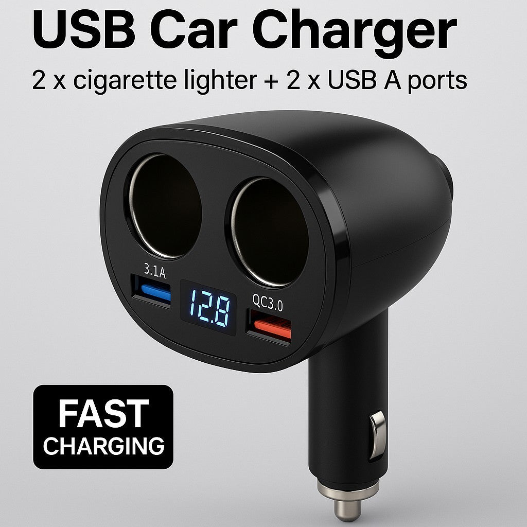 Fast Car Cigarette Lighter Socket Adapter Dual USB Double Plug Charger Splitter