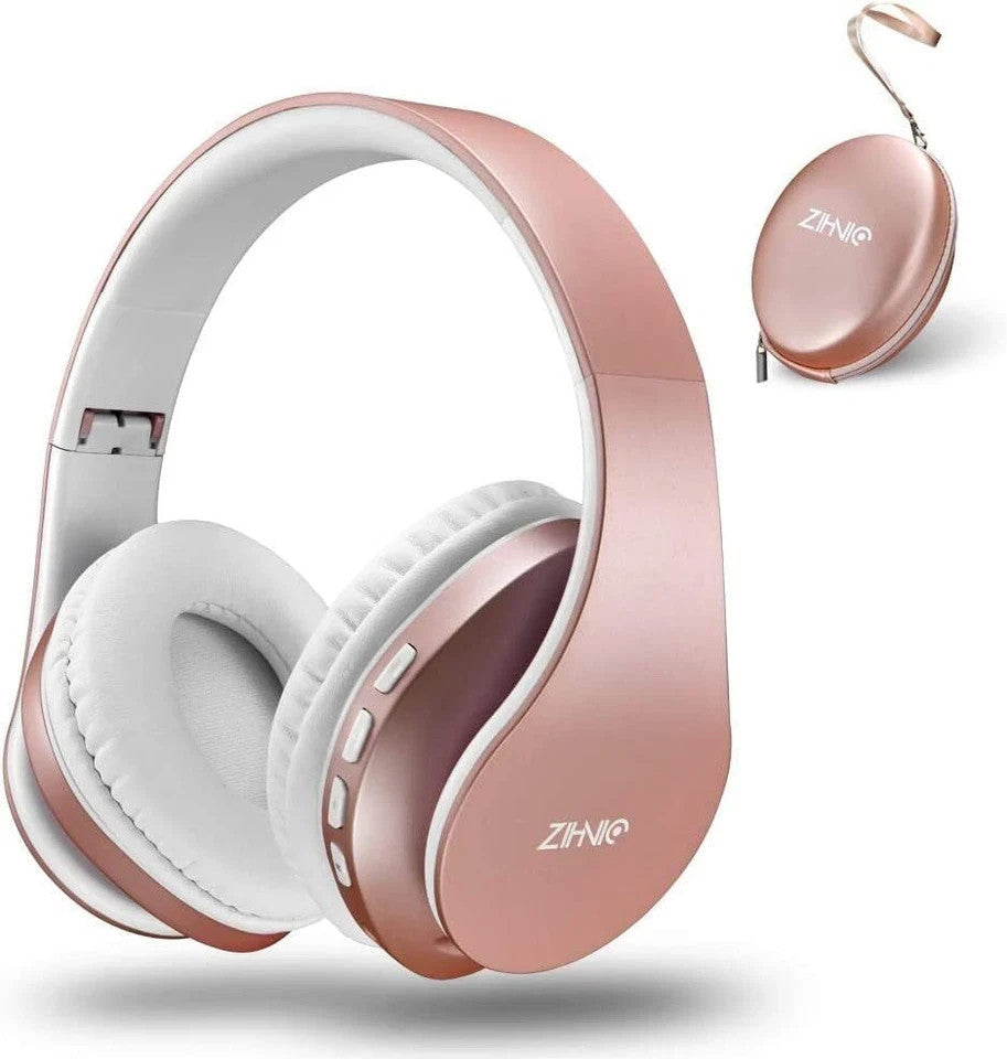 ZIHNIC Bluetooth Headphones Over-Ear, Foldable Wireless and Wired Stereo Headset