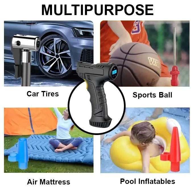 Electric Car Tyre Inflator Cordless 12V Portable Tire Air Compressor Pump + Led