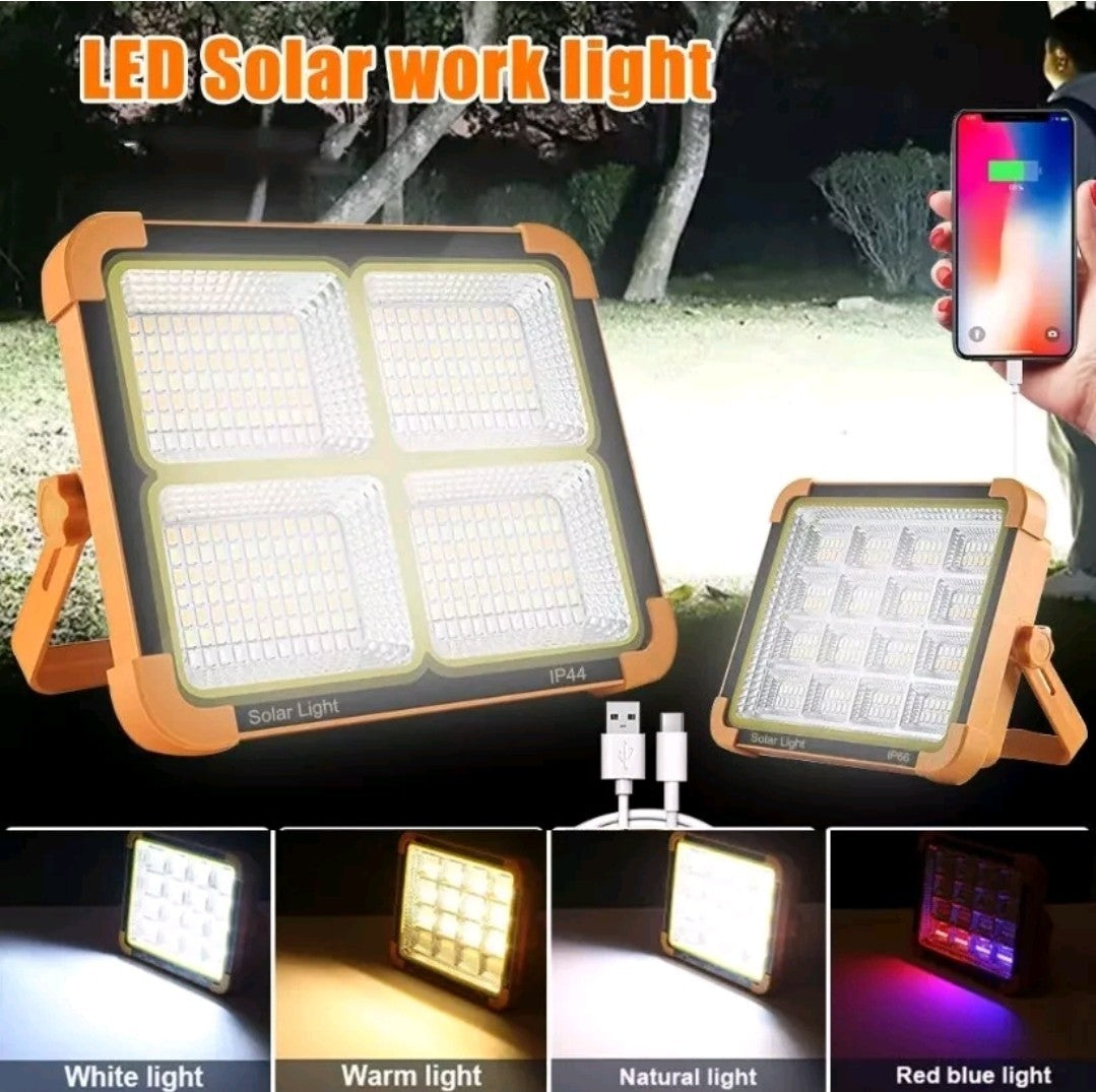 2000W Rechargeable LED Work Light Solar Cordless Portable Floodlight USB 4 Modes