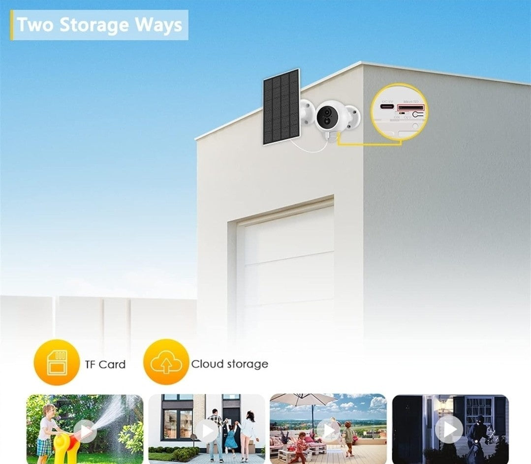 Smart Wifi CCTV Camera Rechargeable Battery & Solar Power 3MP 2K UHD 2 Way Audio