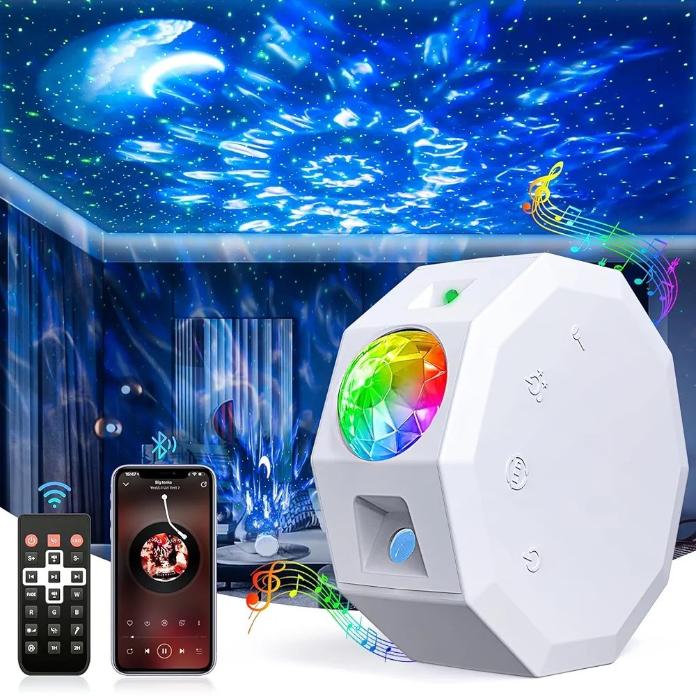 2 In 1 Galaxy Star Night LED Starry Sky Projector Light With Bluetooth Speaker