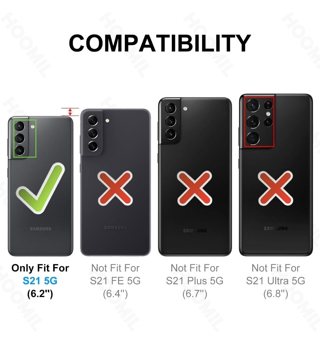 Samsung Galaxy S21 5G 6.2" Hoomlin Clear Case Back Cover Anti-Scratch,Shockproof