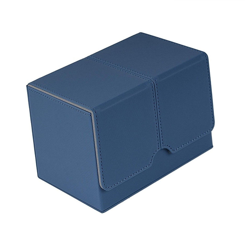 Card Deck Box Gaming Card Holder Premium PU Leather Sports Double Size In Blue 