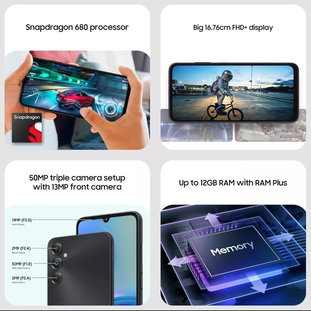 Brand New Samsung Galaxy A05S 128GB-4GB Dual Sim Unlocked Mobile Phone Black 