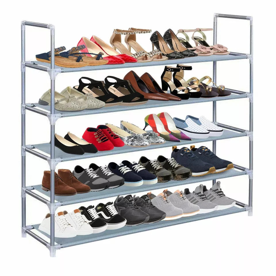 Halter 5 Tier Stackable Shoe Rack Storage Organizer | Holds 25 Pairs | Stainless