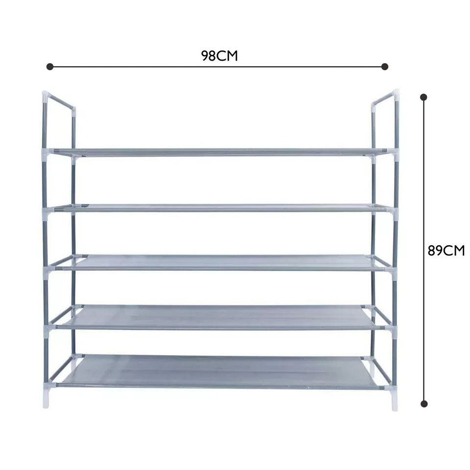 Halter 5 Tier Stackable Shoe Rack Storage Organizer | Holds 25 Pairs | Stainless