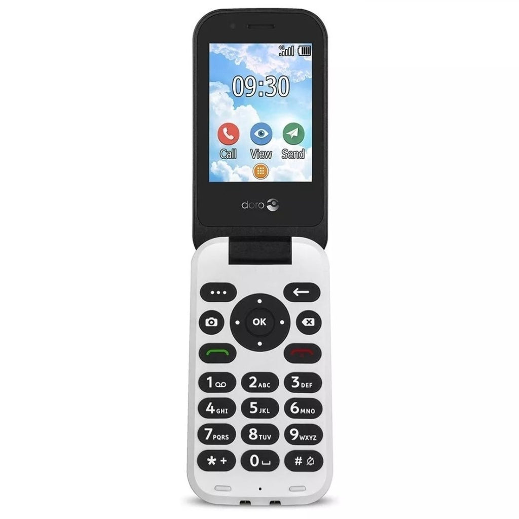 New Doro 7030 4G Dual sim, Big Keys, Loud Sound, Black & White factory unlocked.