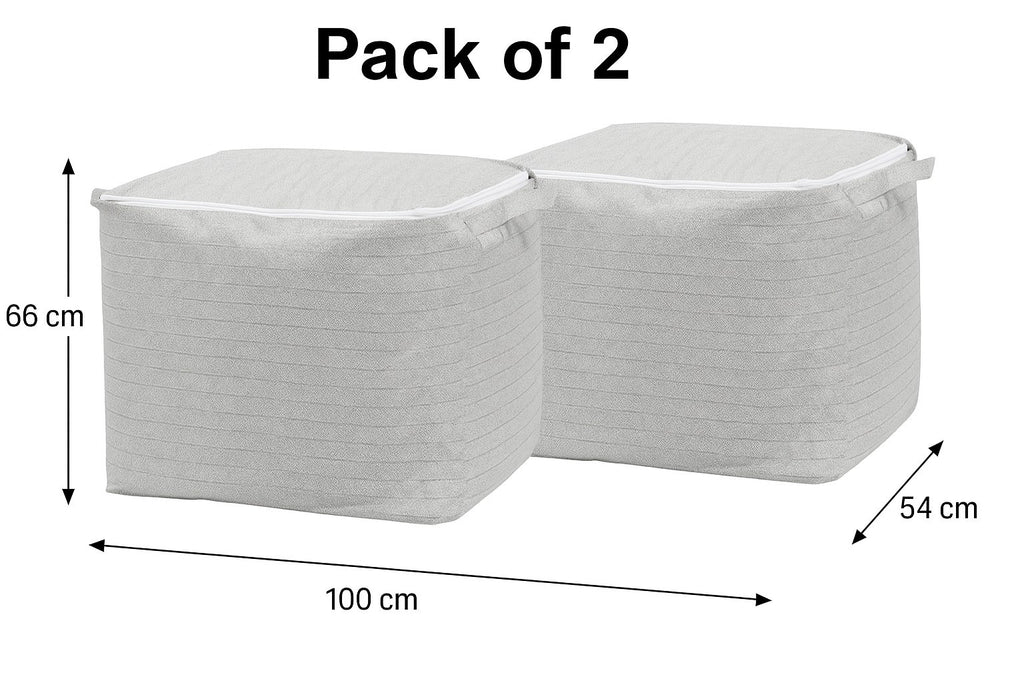 2 x Clothes Storage Bags With Zips Bedroom Large Collapsible Storage Bag 220L