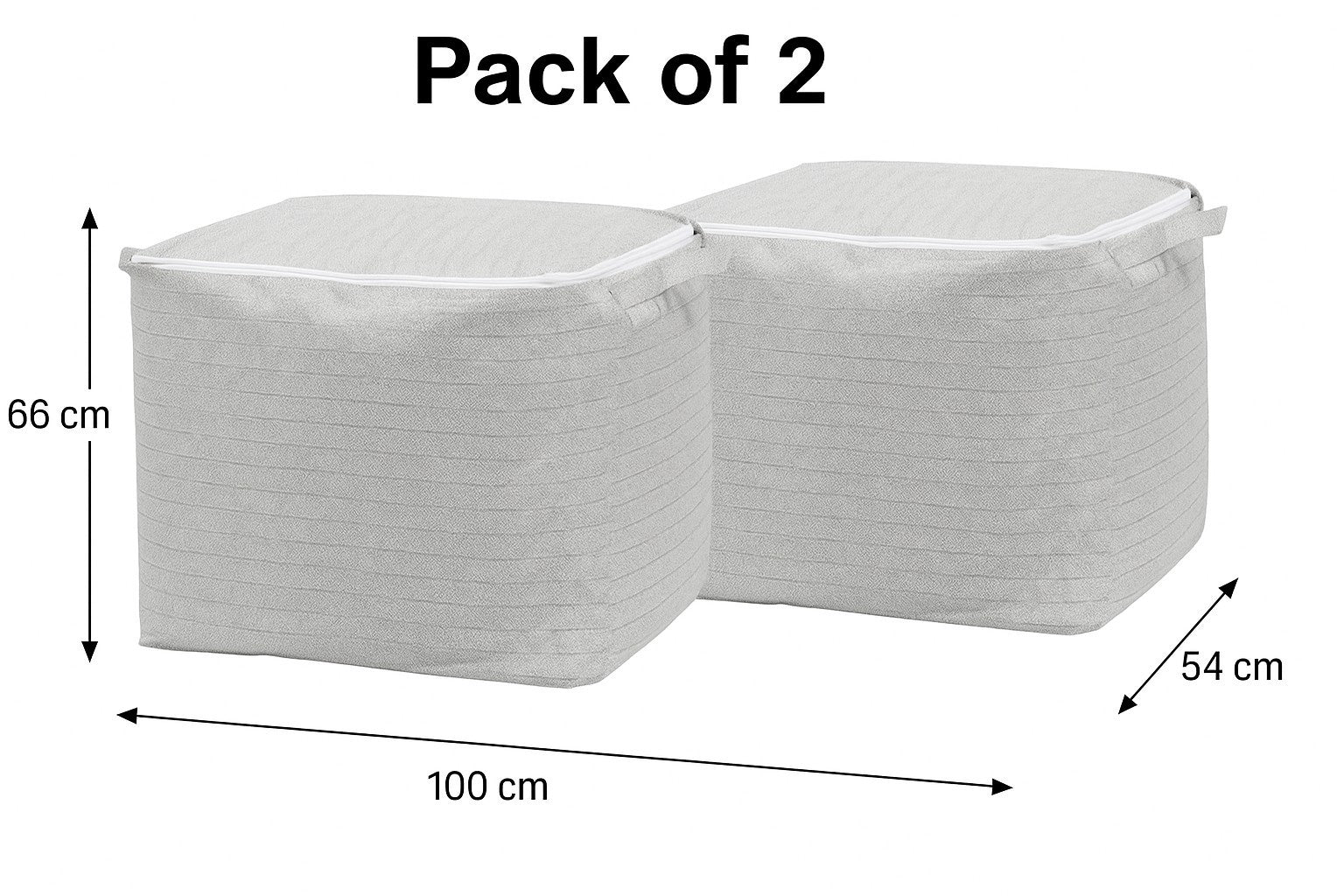 2 x Clothes Storage Bags With Zips Bedroom Large Collapsible Storage Bag 220L