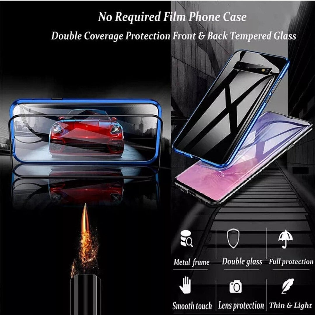 360° Magnetic Metal Frame Case Teal Grey Double Sided For Samsung Galaxy Note 20