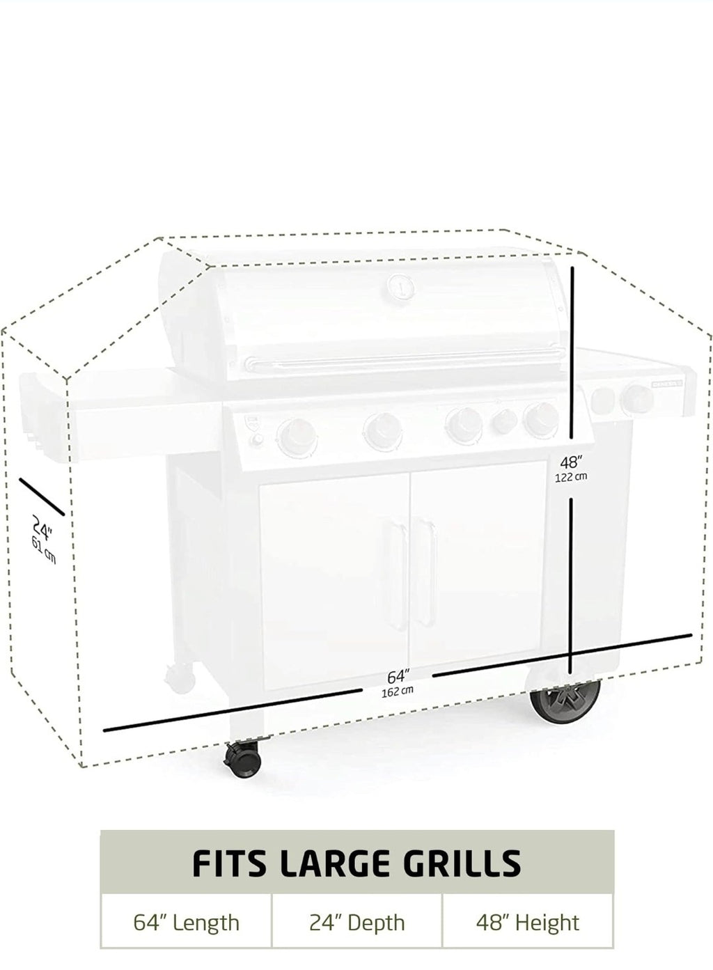 All-Weather BBQ Cover (64" - 162cm)  Waterproof Cover With Air Vents-large Size