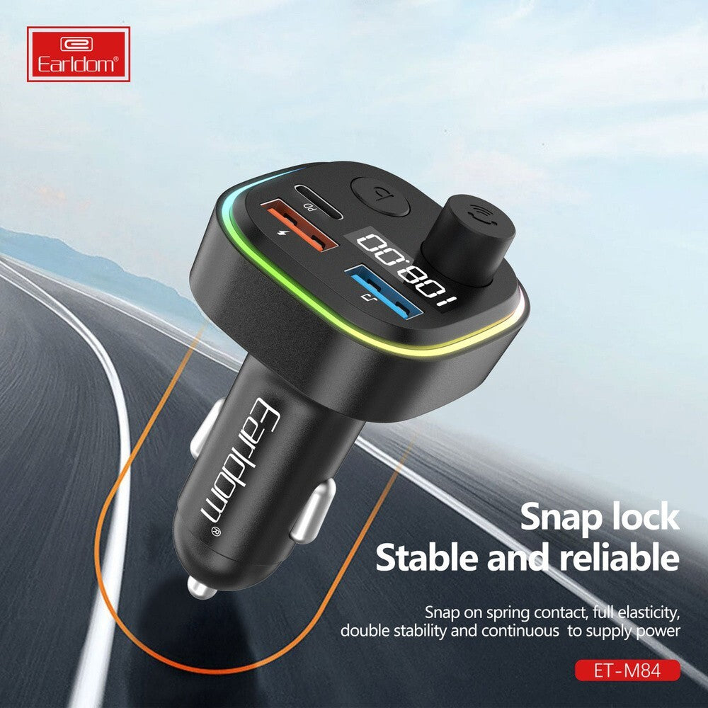 Bluetooth 5.0 Wireless FM Transmitter Radio MP3 Player USB-C Car Charger Adapter