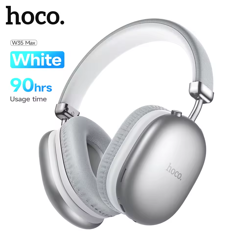 NEW HOCO W35 MAX Wireless Bluetooth Headphones Headset-90H Playtime-Black-Silver