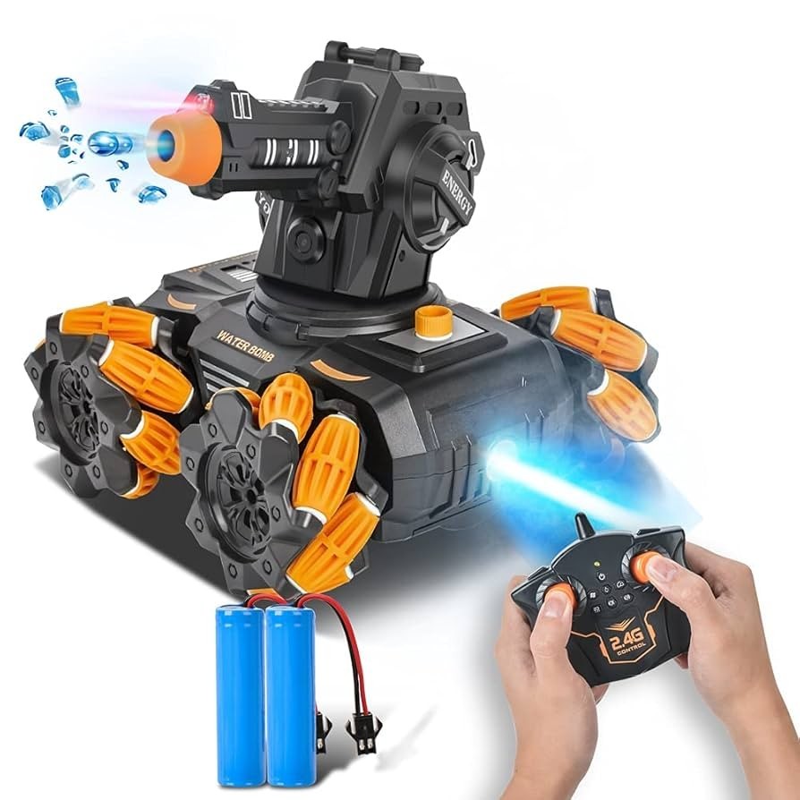 RC Stunt Tank Car 2.4G Remote Control 4WD Drift Vehicle with Water Bomb Shooter 