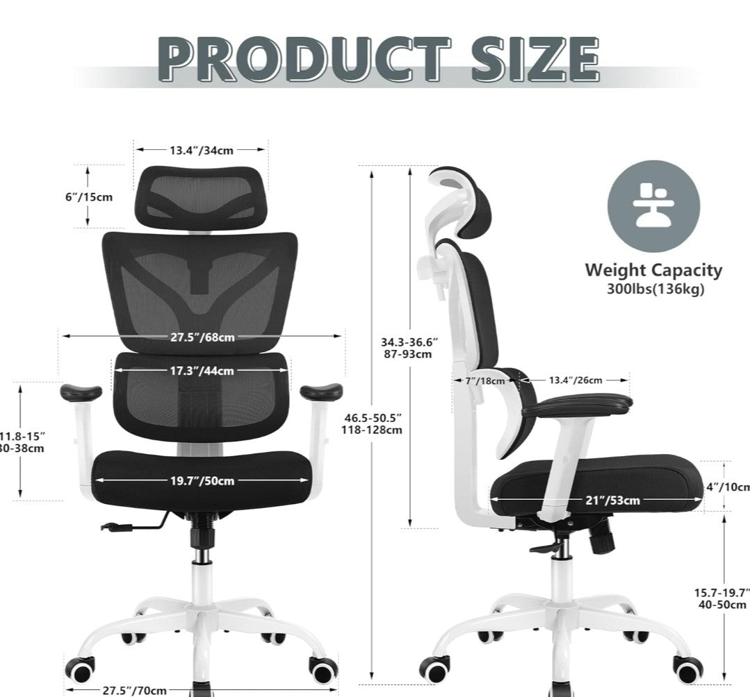Ergonomic Office Chair-High Back Gaming Recliner with Lumbar Support Adjustable