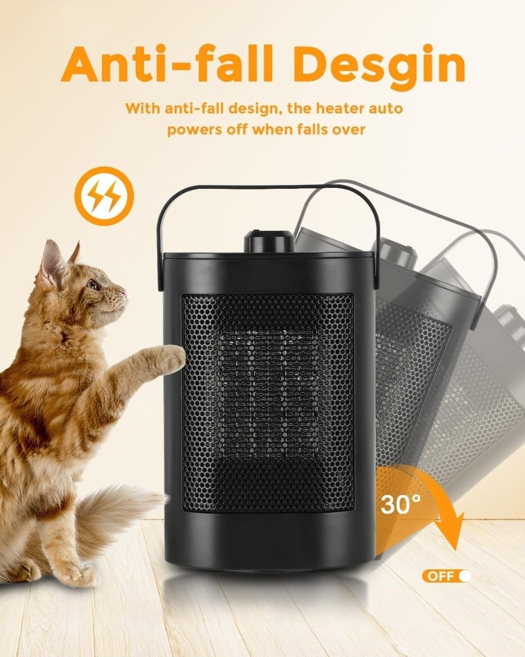 Electric Oscillating Portable Fan Heater with Overheating & Tip-Over Heater Home