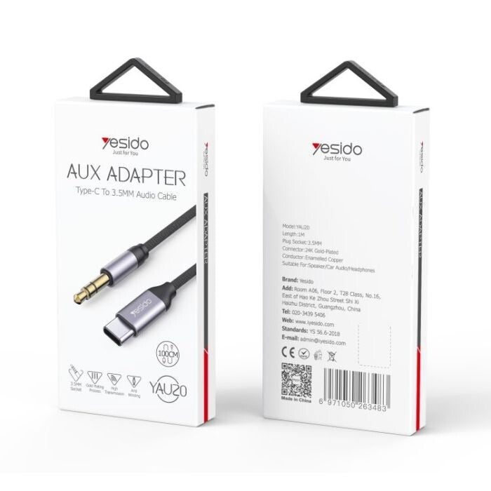 Type C to 3.5mm Aux Cable Lead ,For Car Stereo Audio Cable Adapter Audio Jack