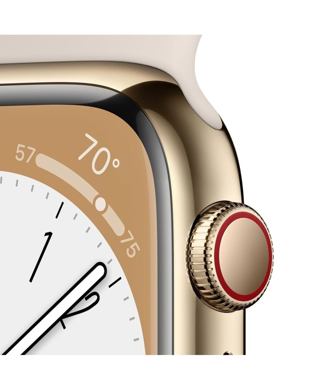 New Apple Watch Series 8 45mm Gold Stainless Steel GPS + Cellular (Model A2775).
