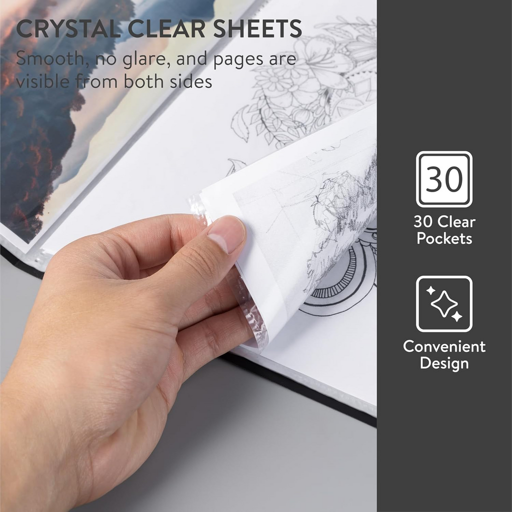 Pack Of 5 x 30 Pocket A4 Display Book Size A4 Presentation Folder In BLACK
