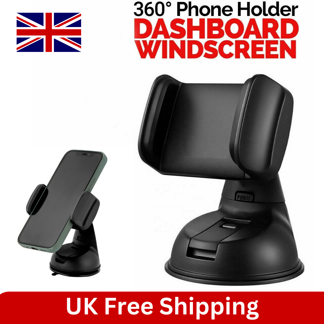 Car Phone Holder, In Car Suction Dash Windscreen Universal Mount 360